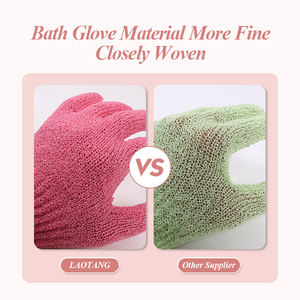 All'ingrosso guanto in Nylon a cinque dita per massaggiare la pelle morta per il corpo guanti esfolianti neri Scrubber per il corpo - Product Image 6