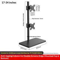 Support de bureau pour deux moniteurs, empilables verticalement, 17-34 pouces, en acier laminé à froid, réglable en hauteur, inclinaison à 90 degrés, support pour moniteur