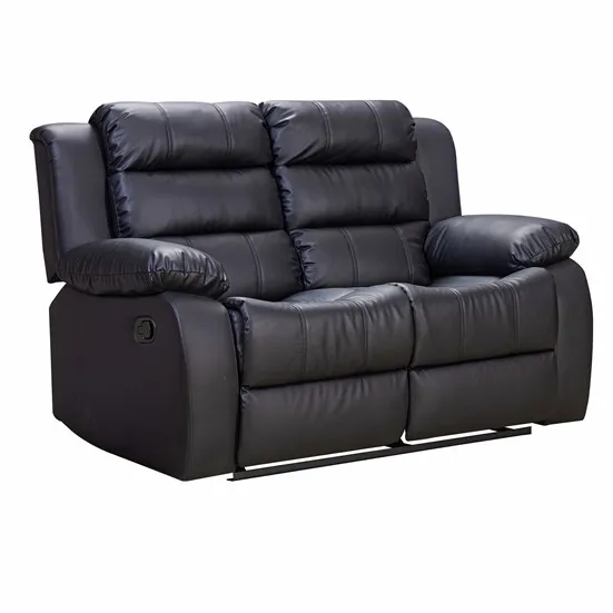 Muebles de lujo para sala de estar, sofá reclinable de cuero genuino negro, 1 + 2 + 3, 2023