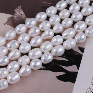 Chaîne de perles d'eau douce blanches de 7-8 mm, perles naturelles en vrac de 15 cm <span class=keywords><strong>pour</strong></span> la fabrication de <span class=keywords><strong>bijoux</strong></span> - Product Image 1