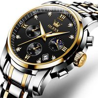 OLEVS 2858 Phase de lune montres pour hommes de luxe haut de gamme horloge-bracelet à quartz originale étanche chronographe montre en acier inoxydable pour hommes
