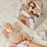 Panier de rangement pour couches en corde de coton écologique, tissé arc-en-ciel, pour la chambre de bébé, cadeau de naissance