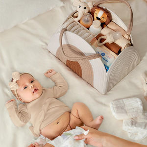 Organizador para Bebé al por Mayor Cesta de Cuerda de Algodón para Pañales Cesta Grande de Almacenamiento Bolso Tote de Cuerda de Algodón Bolsa Organizadora para Pañales - Product Image 3