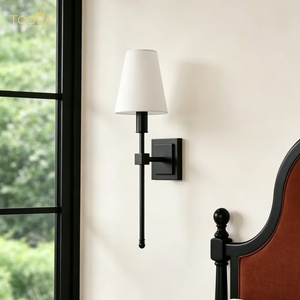 Custom Handmade Modern Luxury Brass Fabric Shade <b>Wall</b> <b>Sconce</b> 1-<b>Light</b> for Bedroom Living Room Hallway Staircase Villa OEM ODM - Product Image 2