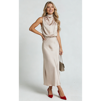 Robe de soirée élégante sans manches en satin ample et confortable pour femme, idéale pour l'été