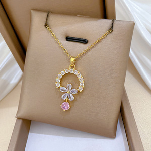 Collar de Acero Inoxidable Dorado, Joyería Personalizada, Collar con <span class=keywords><strong>Cadena</strong></span> <span class=keywords><strong>Cubana</strong></span> para Mujer - Product Image 6
