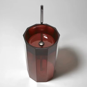<span class=keywords><strong>Corina</strong></span>/OEM Lavabo sur pied moderne en pierre artificielle, cuve carrée, résistant à l'eau, écologique, installation autoportante - Product Image 1