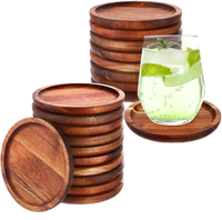 CNGLEE Ensemble de sous-verres réutilisables en bois d'acacia écologique, support moderne, diamètre 300 mm, épaisseur 10 mm, protection de table pour la maison et les restaurants