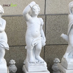Onlyart fabbrica di arte all'aperto a grandezza naturale di pietra giardino greco nudo ragazzi bambino quattro stagioni statue in marmo scultura - Product Image 3