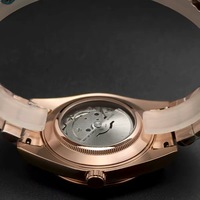 Montre pour homme de 41 mm avec lunette cannelée, boîtier en acier massif or rose, cristal saphir, cadran vert, compatible avec le mouvement 8285