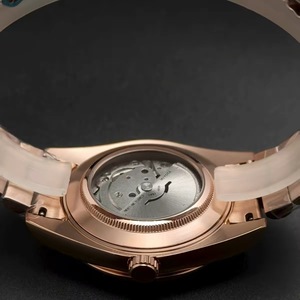 41mm <b>Mens</b> <b>Watch</b> With Fluted Bezel Rose <b>Gold</b> <b>Solid</b> Steel Case Sapphire Crystal Green Dial Fit 8285 Movement - Product Image 6