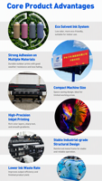 Impresora Eco Solvente XINMEI de Gran Formato, Impresora de Inyección de Tinta de 1800 mm de Ancho con Cabezal de Impresión Epson I3200 para Señalización Publicitaria