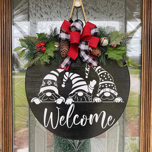 Pochoirs de Noël ronds de 12 pouces pour la <span class=keywords><strong>peinture</strong></span> - Panneau en bois pour porte d'entrée, décoration de Noël pour la maison - Product Image 4