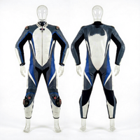 Combinaison de course moto pour homme à manches longues imprimée, couleurs personnalisables bleu noir blanc, en cuir respirant, pour toutes les saisons