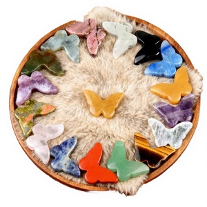 Nouveautés : Figurine de papillon en pierre précieuse gravée et polie de 30 mm, pierre de guérison en cristal multicolore, cadeau pour la fête des mères - Product Image 2