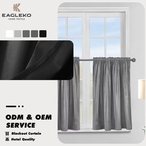 Cortina Opaca de Terciopelo de Poliéster de Color Sólido Personalizada <span class=keywords><strong>para</strong></span> Ventana, Media Cortina <span class=keywords><strong>para</strong></span> Puerta de Cocina - Product Image 1