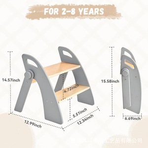 Children's Two-Step <b>Stool</b> Foldable Non-Slip Step <b>Stool</b> For Kids <b>Bathroom</b> Use Gray Pink Light Blue - Product Image 4