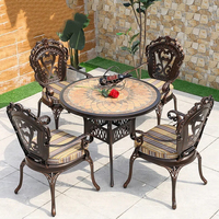 Ensemble de table à manger d'extérieur en fonte d'aluminium pour jardin ou balcon