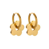 Ensemble de bijoux fleur porte-bonheur avec fermoir à bascule chaînes trombone collier en acier inoxydable plaqué or 18 carats bracelet boucles d'oreilles