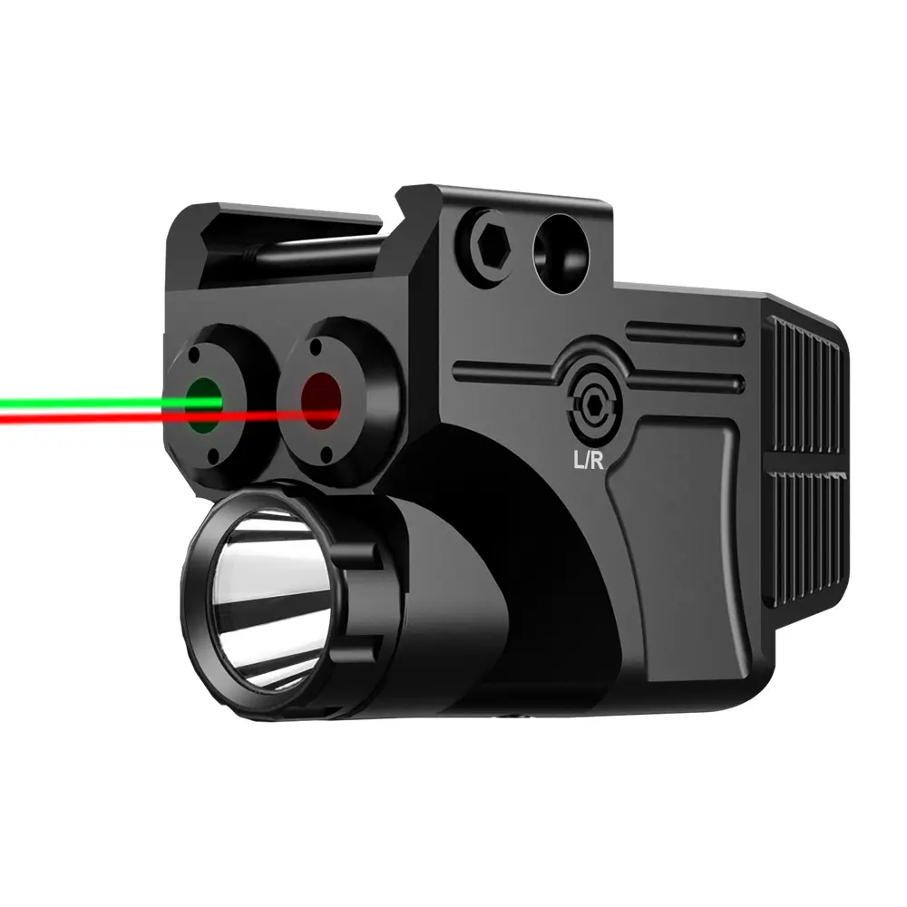 Yüksek güç holografik Sight kırmızı yeşil nokta kapsam Sight avcılık çift lazer silah nişan dürbünü el feneri ışığı ile