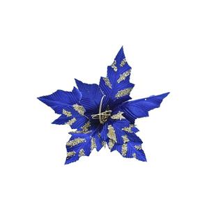 Fleur bleue électrique à clipser avec paillettes argentées - Product Image 1