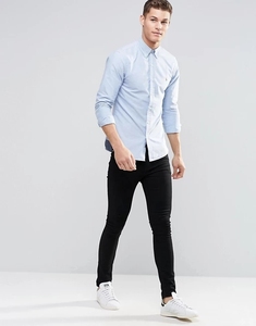 Camicie eleganti ricamate alla moda a maniche lunghe Business Casual Polo <span class=keywords><strong>Oxford</strong></span> camicie da uomo in <span class=keywords><strong>Slim</strong></span> <span class=keywords><strong>Fit</strong></span> blu - Product Image 2