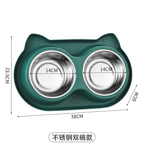 Mangeoire double pour animaux de compagnie en acier inoxydable, 14 cm de large, antidérapante, anti-déversement, pour chiens et chats - Product Image 3
