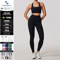 Ensemble de yoga 2 pièces personnalisé pour femme – Soutien-gorge de sport respirant à imprimé en Spandex/Nylon à col carré et Leggings taille haute pleine longueur pour l'entraînement