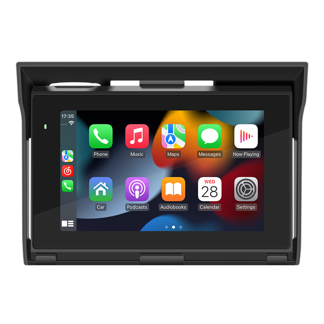 5 Inch Portable Motorcycle MP5 Player, Waterproof Dual Bluetooth Dash Cam DVR, Wireless CarPlay Android Auto Multimedia Player
