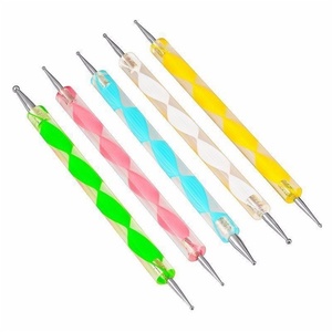 Lot de 5 stylos à double embout pour nail art, manche en plastique, aiguille métallique, tige spirale, outil de manucure pour points et strass - Product Image 2