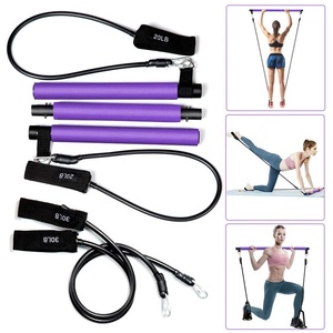 Hot Bán 3-Phần Xách Tay Thép <span class=keywords><strong>Pilates</strong></span> Thanh Kit Với <span class=keywords><strong>8</strong></span>-Hình Ngực <span class=keywords><strong>Expander</strong></span> 20lbs/30lbs Resistance Bands Cho Cơ Bắp Toning - Product Image 5