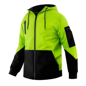 Cam Hi VIS phản quang bảo hộ lao động Windproof Hi khả năng hiển thị Zip Up softshell vải thời trang Fleece áo khoác áo khoác cho nam giới
