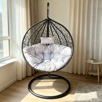 Fauteuil suspendu en rotin d'extérieur avec structure en acier pour jardin, patio, balcon et parc