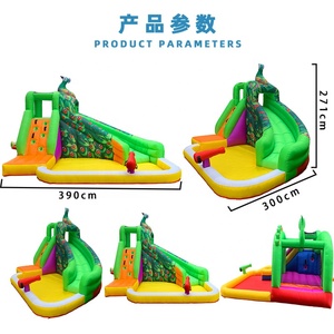 Children's Indoor Small Pool Indoor <strong>Climbing</strong> Trampoline Oxford Inflatable <strong>Balloon</strong> Castle Cartoon Peacock Naughty Castle Slide - Product Image 5