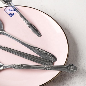 Bộ dao dĩa nhà hàng tiệc cưới bán buôn, giá rẻ, đánh bóng, khắc nổi, làm bằng thép không gỉ 410, thìa ăn cơm - Product Image 5