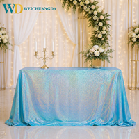 Nappe de table en tissu à paillettes holographiques de style européen de luxe, personnalisable pour mariage, fête, table de desserts, toile de fond pour événement d'anniversaire