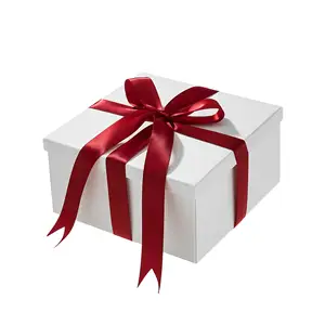 Scatole rigide d'imballaggio del regalo di nozze della carta del cartone bianco nero di dimensione differente su ordinazione di lusso con il nastro