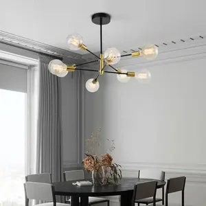 Moderne Luxe Decoratieve Kroonluchter Ronde Meervoudige Staaf Ijzeren Woonkamer Plafond Gemonteerd Hanglamp