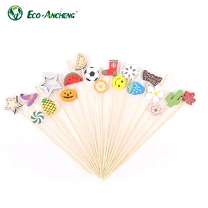 Free Sample Natural Eco-friendly Food Grade Bamboo Party Picks Disposable Bamboo Bead Stick