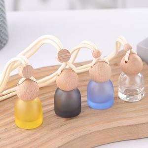 Bouteille d'aromathérapie pour voiture en verre coloré avec couvercle en bois, surface givrée, 100 pièces, bouchon à vis, design transparent, huile essentielle, <span class=keywords><strong>parfum</strong></span> - Product Image 2