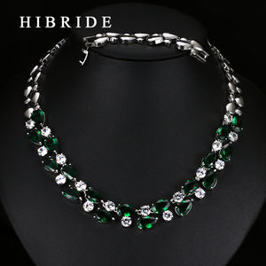 HIBRIDE, joyería de moda, collares de Zirconia cúbica Multicolor blanco, rojo, verde, azul, para mujer, collar de mujer de alta calidad, N-18 - Product Image 4