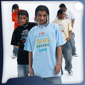 เสื้อยืดผู้ชายผ้าคอตตอน 100% ทรงโอเวอร์ไซส์ ไหล่ตก น้ำหนักมาก พิมพ์ลายสกรีนตัวอักษร โลโก้สั่งทำ ขายส่ง - Product Image 4