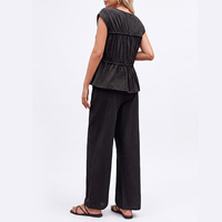 Ensemble tailleur pantalon formel pour femme grande taille, doux et confortable, sans manches, froncé, à jambes larges, 2 pièces, fabrication sur mesure, délai de livraison 15 jours