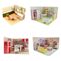 Kit Bangunan Toko Puzzle 3D Mini untuk Anak-anak Usia 5-7 Tahun Mainan Kertas Uniseks Set Permainan Perakitan Hadiah Edukasi untuk Anak-anak