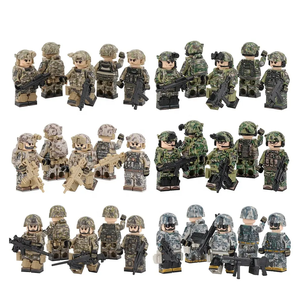 5 Pcs/Set American Special Forces Military Army Team Bricks Soldiers With Weapons Guns Swat Series Figures Building Blocks Toys