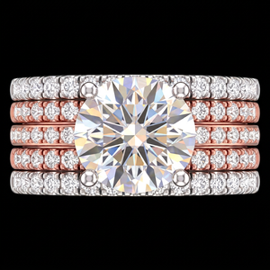 Grande bague solitaire multi-rangs pavée en or rose et blanc 14 carats plaqué rhodium avec diamant de laboratoire, bijoux de luxe personnalisés OEM - Product Image 1