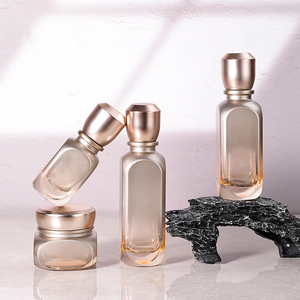 Logo imprimable or Rose 50ml 100ml 120ml bouteilles en verre plat finition mate pour lotion sérum parfum sprays pots de crème utilisation de perruque - Product Image 5