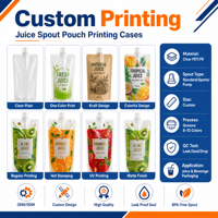 Pochettes transparentes personnalisées avec bec verseur pour boissons, sachets souples à fond plat avec couvercles pour l'emballage de lait, jus et café