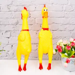 Screaming Chicken TPR Bite Resistant Chew Squeaky Pet Rubber Chicken Dog Toy