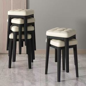 Sillas Modernas Grandes para Sala de Estar y Comedor, Bancos Apilables, Taburetes de Maquillaje, Tapizados en Cuero, Hierro, Comerciales, Portátiles - Product Image 2